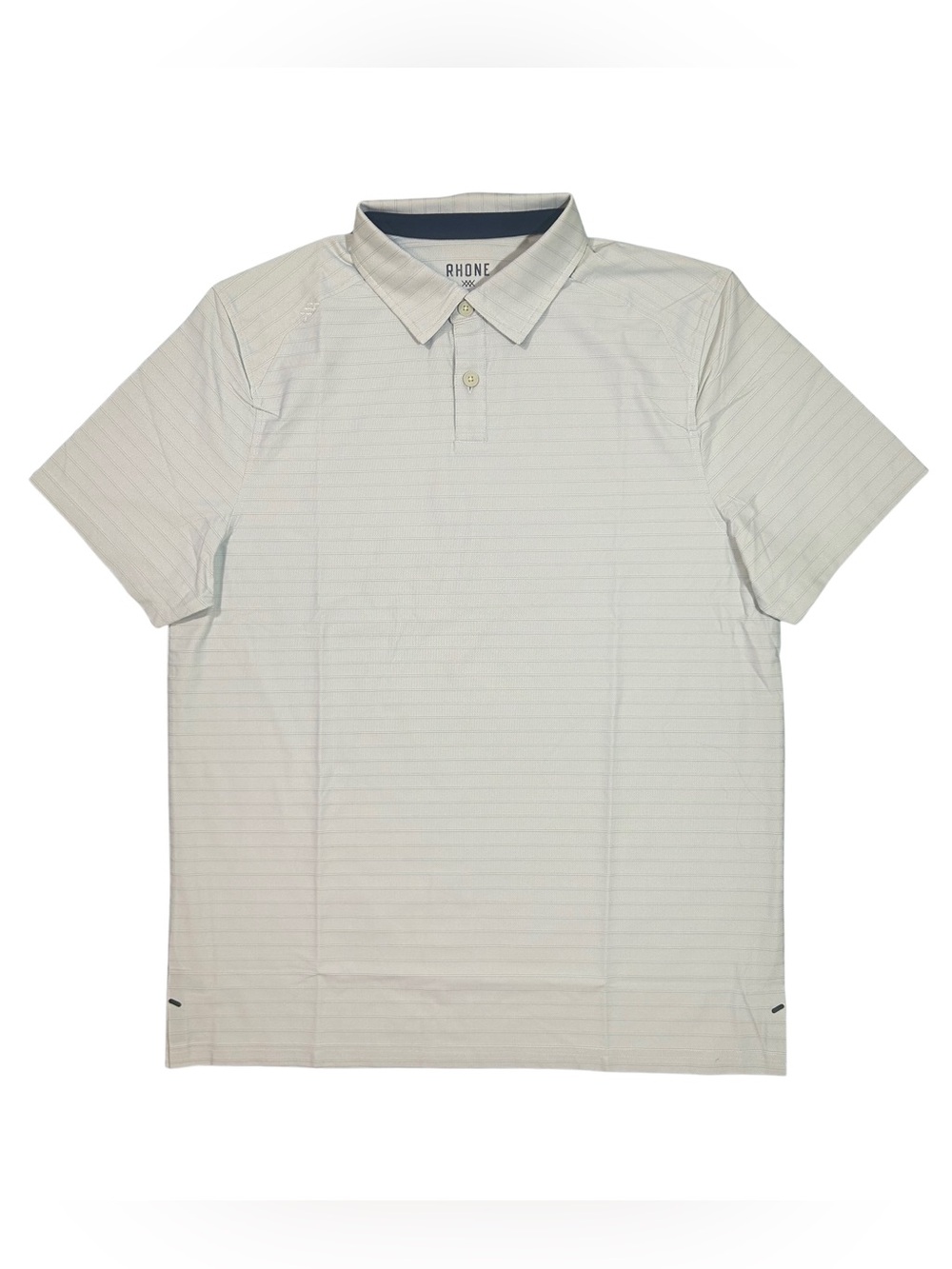 Rhone Ivory/Green Striped Sport Active Performance Polo NWOT M